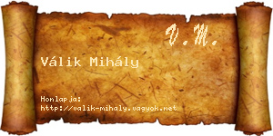 Válik Mihály névjegykártya